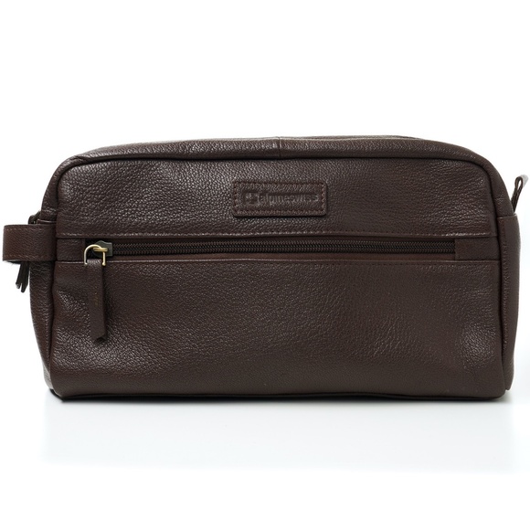 Alpine Swiss Toiletry Bag Genuine Leather Shaving Kit Dopp Kit Travel Ca… - Picture 1 of 11